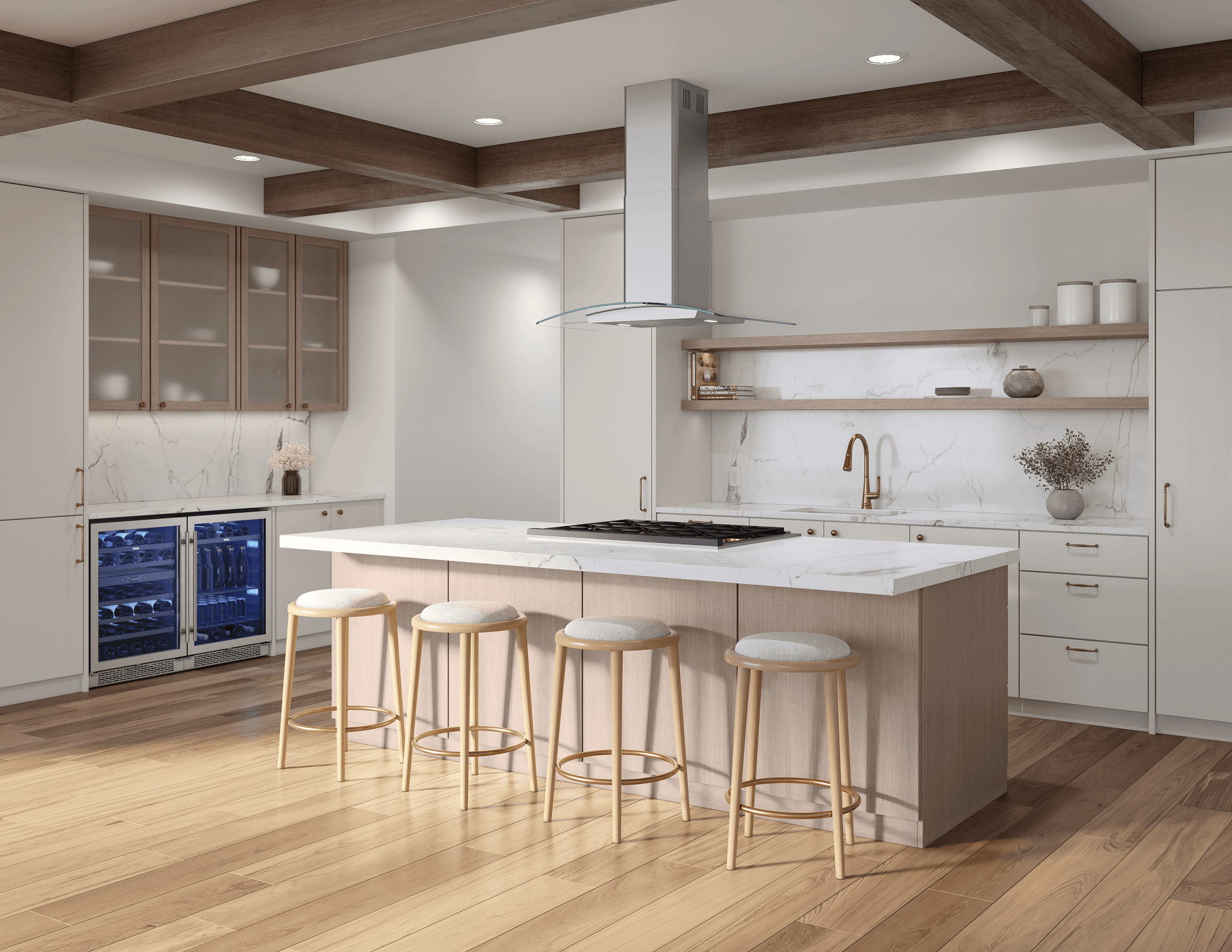 Zephyr BMLE36CG Brisas Curved Glass Island, 36" G, Act, Led