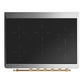 Ilve UMIB36QNR3BKG Ilve Umib36Qnr3Bkg Majestic Iii 36 Inch Induction Range With 6 Elements, 3.5 Cu. Ft. Total Oven Capacity (Solid Door, Glossy Black, Brass)
