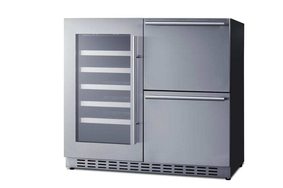 Summit ADRWC36 36" Wide Combination Wine Cellar & 2-Drawer Refrigerator, Ada Compliant
