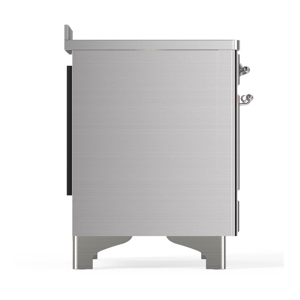 Ilve UMIB48QNR3SSC Ilve Umib48Qnr3Ssc Majestic Iii 48 Inch Induction Range With 6 Elements, 5.02 Cu. Ft. Total Oven Capacity (Solid Door, Stainless Steel, Chrome)