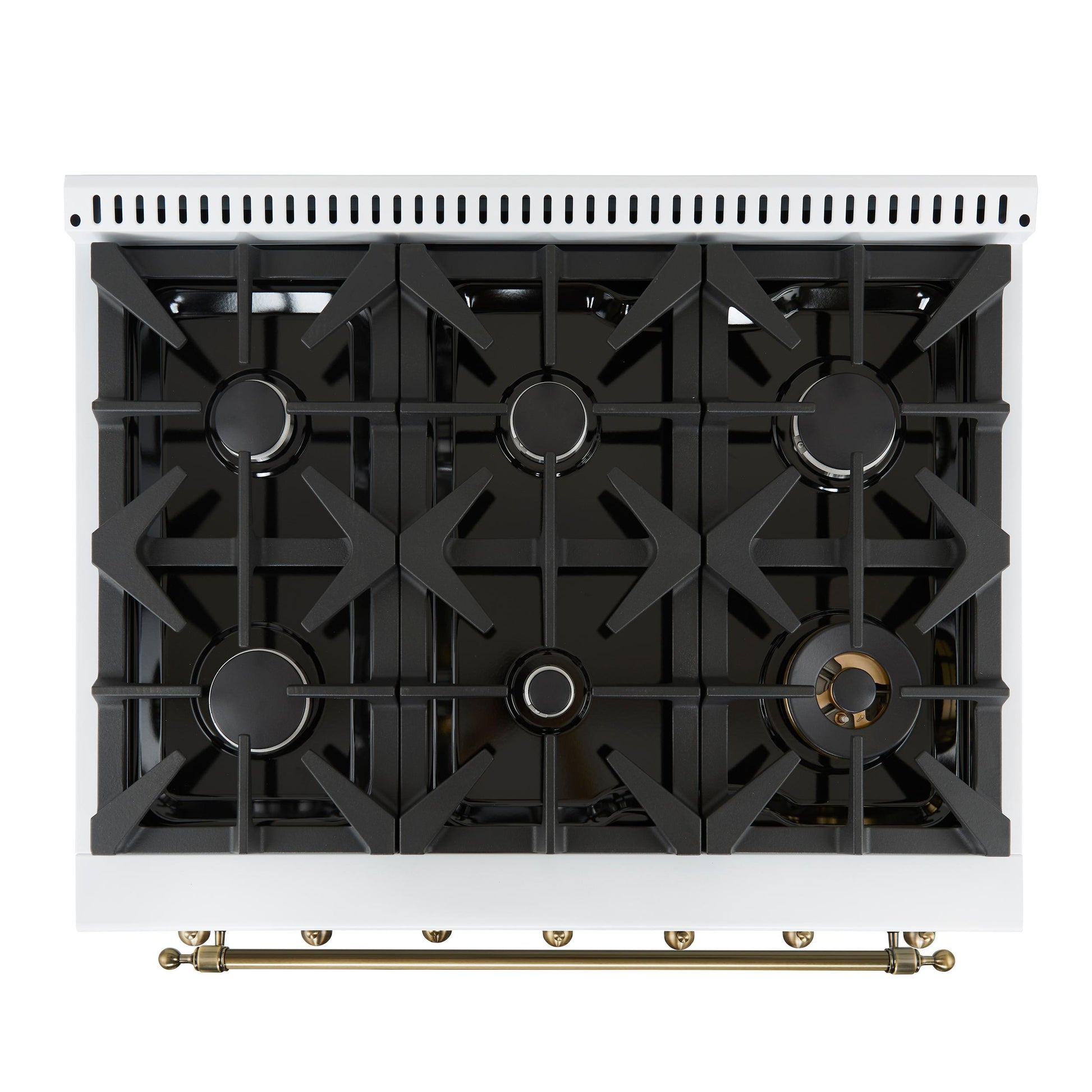 Forno FFSGS621936WHT Forno Antico 36-Inch Freestanding Gas Range, White, Antique Brass Design, 6 Burners, Convection Oven, Energy Efficient