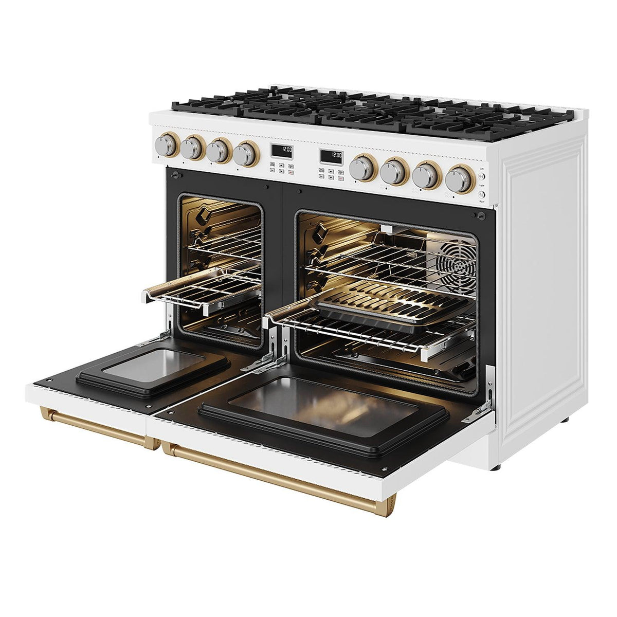 Thor Kitchen ARG48WLPBRZ 48 Inch Contemporary Professional Liquid Propane Range In White/Bronze