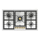 Ilve UHCPT95NSSGLP Ilve Uhcpt95Nssglp Nostalgie Ii 36 Inch Built-In Gas Cooktop With Total Black Brass Burners, In Stainless Steel (5 Sealed Burners, Liquid Propane, Brass)