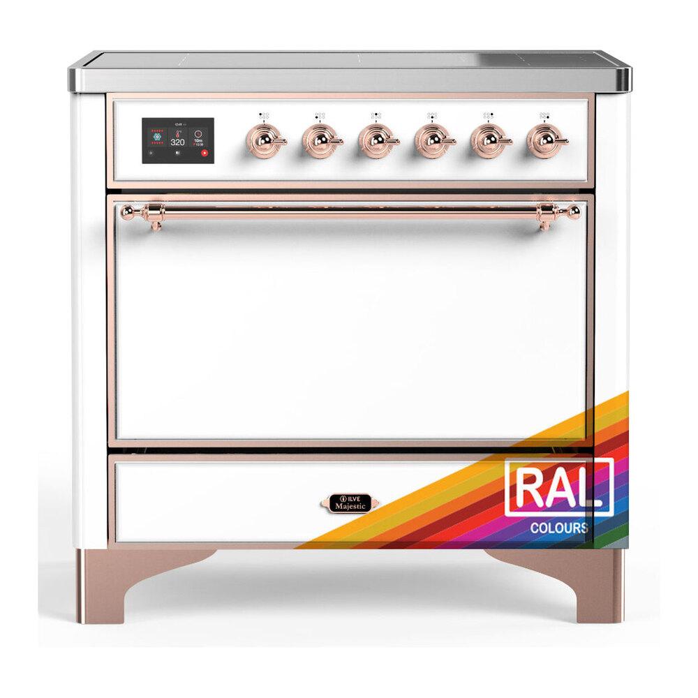 Ilve UMIB36QNR3RAP Ilve Umib36Qnr3Rap Majestic Iii 36 Inch Induction Range With 6 Elements, 3.5 Cu. Ft. Total Oven Capacity (Solid Door, Ral, Copper)
