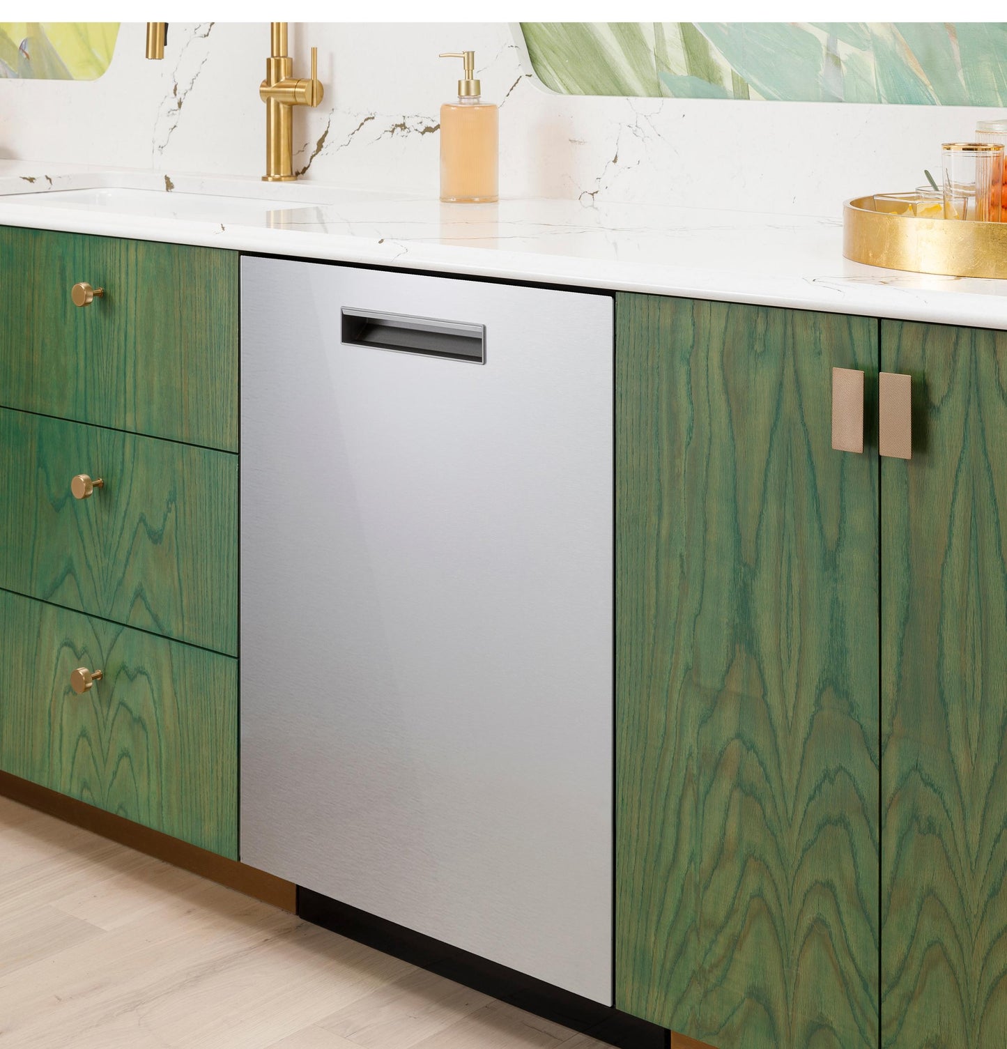 Cafe CDP888M5VS5 Café&#8482; Customfit Energy Star Stainless Interior Smart Dishwasher With Ultra Wash Top Rack And Dual Convection Ultra Dry, Led Lights, 39 Dba In Platinum Glass