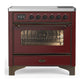 Ilve UMIB36NR3BUB Ilve Umib36Nr3Bub Majestic Iii 36 Inch Induction Range With 6 Elements, 3.5 Cu. Ft. Total Oven Capacity (Triple Glass Door, Burgundy, Burnished)