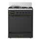 Ilve UM30QNR3MGBLP Ilve Um30Qnr3Mgblp Majestic Iii 30 Inch Dual Fuel Range With 5 Black Brass Burners, Dual Function Burner Up To 25,000 Btu (Liquid Propane, Solid Door, Graphite Matte, Burnished)