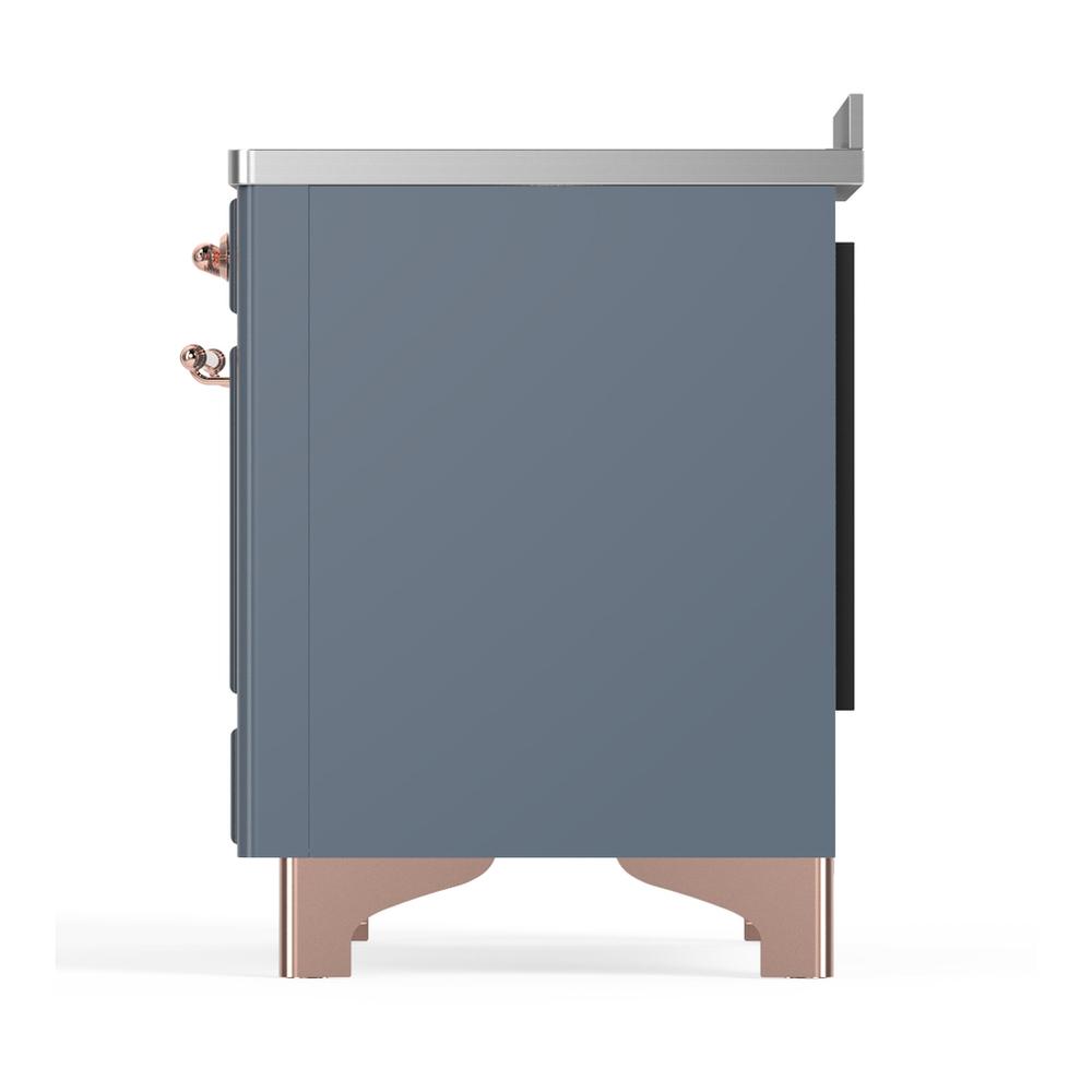 Ilve UMIB48QNR3BGP Ilve Umib48Qnr3Bgp Majestic Iii 48 Inch Induction Range With 6 Elements, 5.02 Cu. Ft. Total Oven Capacity (Solid Door, Blue Grey, Copper)