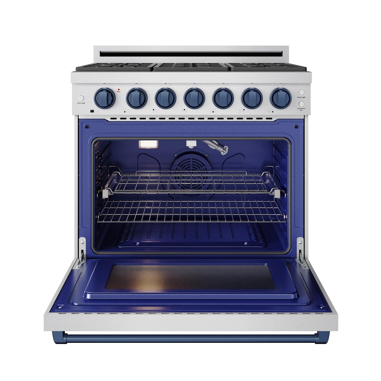 Thor Kitchen RSG36PBLU 36 Inch Professional Gas Range With Precision Knob In Stainless Steel And Blue Gordon Ramsay Series