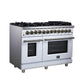 Forno FFSGS612548WHT Forno Massimo 48 Inch Freestanding Dual Fuel Range In White With Antique Brass Accessories, 8 Burners, 6.58 Cu. Ft. Convection Oven