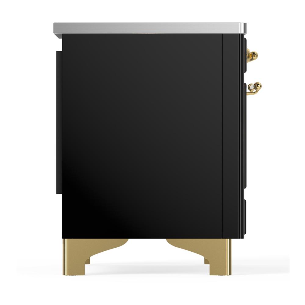 Ilve UMIB36NR3BKG Ilve Umib36Nr3Bkg Majestic Iii 36 Inch Induction Range With 6 Elements, 3.5 Cu. Ft. Total Oven Capacity (Triple Glass Door, Glossy Black, Brass)