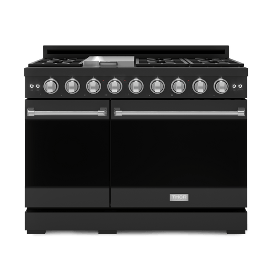 Thor Kitchen RSG48EBLPSS 48 Inch Professional Lp Range With Pro-Style Knobs In Black/Stainless Steel Gordon Ramsay Series - Rsg48Eblp-Ss