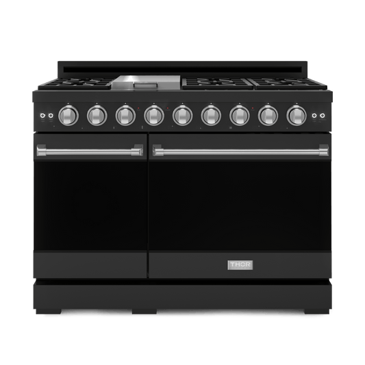 Thor Kitchen RSG48EBSS 48 Inch Professional Gas Range With Pro-Style Knobs In Black/Stainless Steel Gordon Ramsay Series - Rsg48Eb-Ss