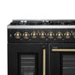 Forno FFSGS635648BLK Forno Galiano 48-Inch French Door Dual Fuel Range, Black & Antique Brass Design, 8 Sealed Burners - 107,000 Btu, Griddle, 6.58 Cu.Ft. Double Ovens