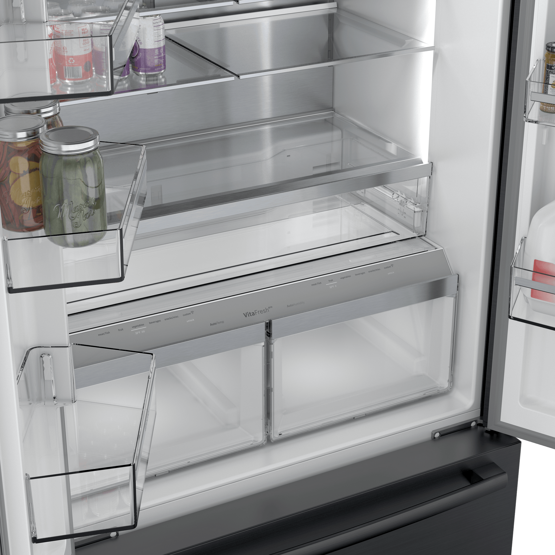 Bosch B36CT84SNB 800 Series, French Door Bottom Freezer, Multi Door, 36'', Black Inox-Antifingerprint