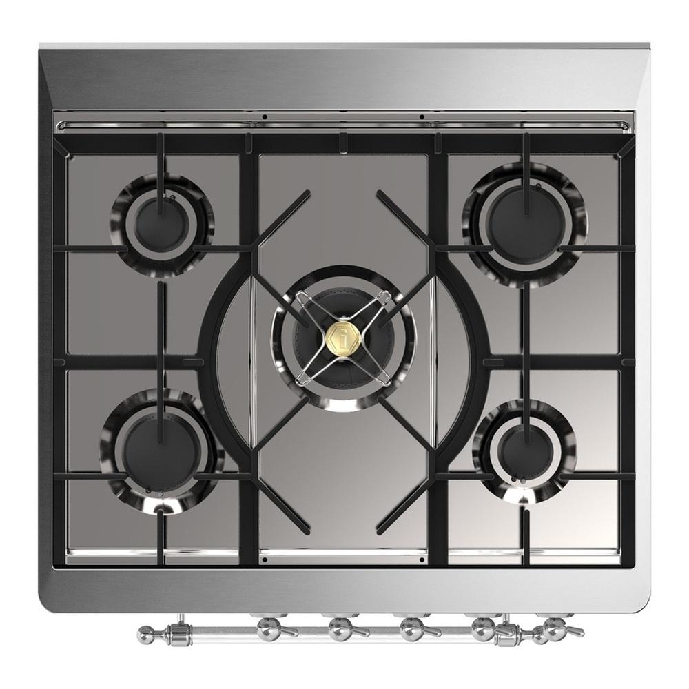 Ilve UM30NR3EGC Ilve Um30Nr3Egc Majestic Iii 30 Inch Dual Fuel Range With 5 Black Brass Burners, Dual Function Burner Up To 25,000 Btu (Natural Gas, Triple Glass Door, Emerald Green, Chrome)