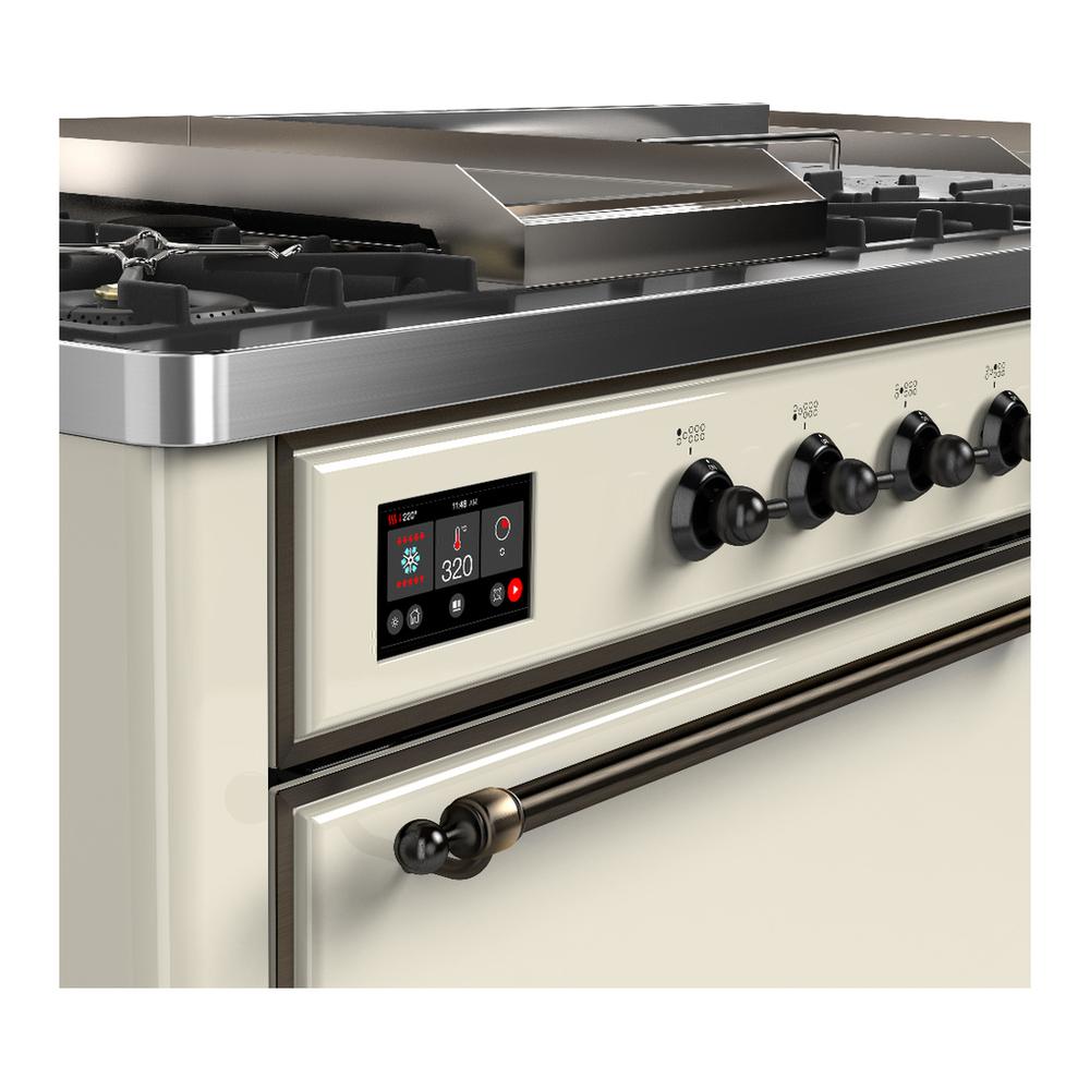 Ilve UM60FSQNR3AWB Ilve Um60Fsqnr3Awb Majestic Iii 60 Inch Dual Fuel Range With 7 Burners, Griddle And French Top, Dual Function Burner With Up To 25,000 Btu (Natural Gas, Solid Door, Antique White, Burnished)