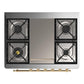 Ilve UM36FNR3WHG Ilve Um36Fnr3Whg Majestic Iii 36 Inch Dual Fuel Range With 6 Black Brass Burners And Griddle, Dual Function Burner Up To 25,000 Btu (Triple Glass Door, White, Brass, Natural Gas)