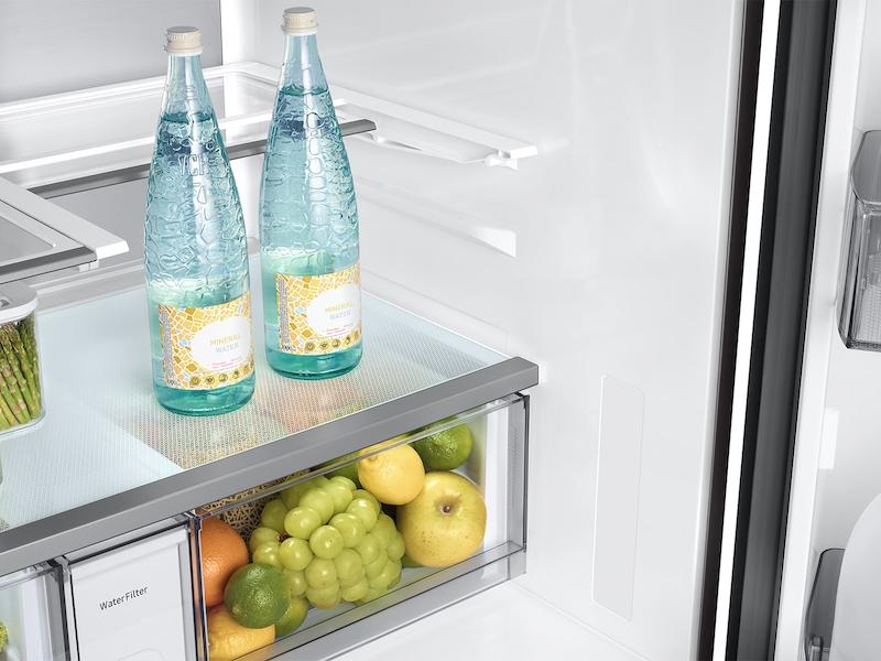 Samsung RF90F23AEW Bespoke 23 Cu. Ft. Counter Depth 4-Door French Door Refrigerator With Ai Family Hub™+ Ai Vision Inside™ In White Glass