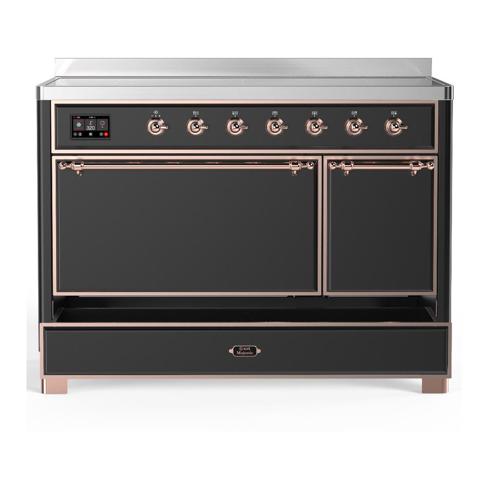 Ilve UMIB48QNR3MGP Ilve Umib48Qnr3Mgp Majestic Iii 48 Inch Induction Range With 6 Elements, 5.02 Cu. Ft. Total Oven Capacity (Solid Door, Graphite Matte, Copper)