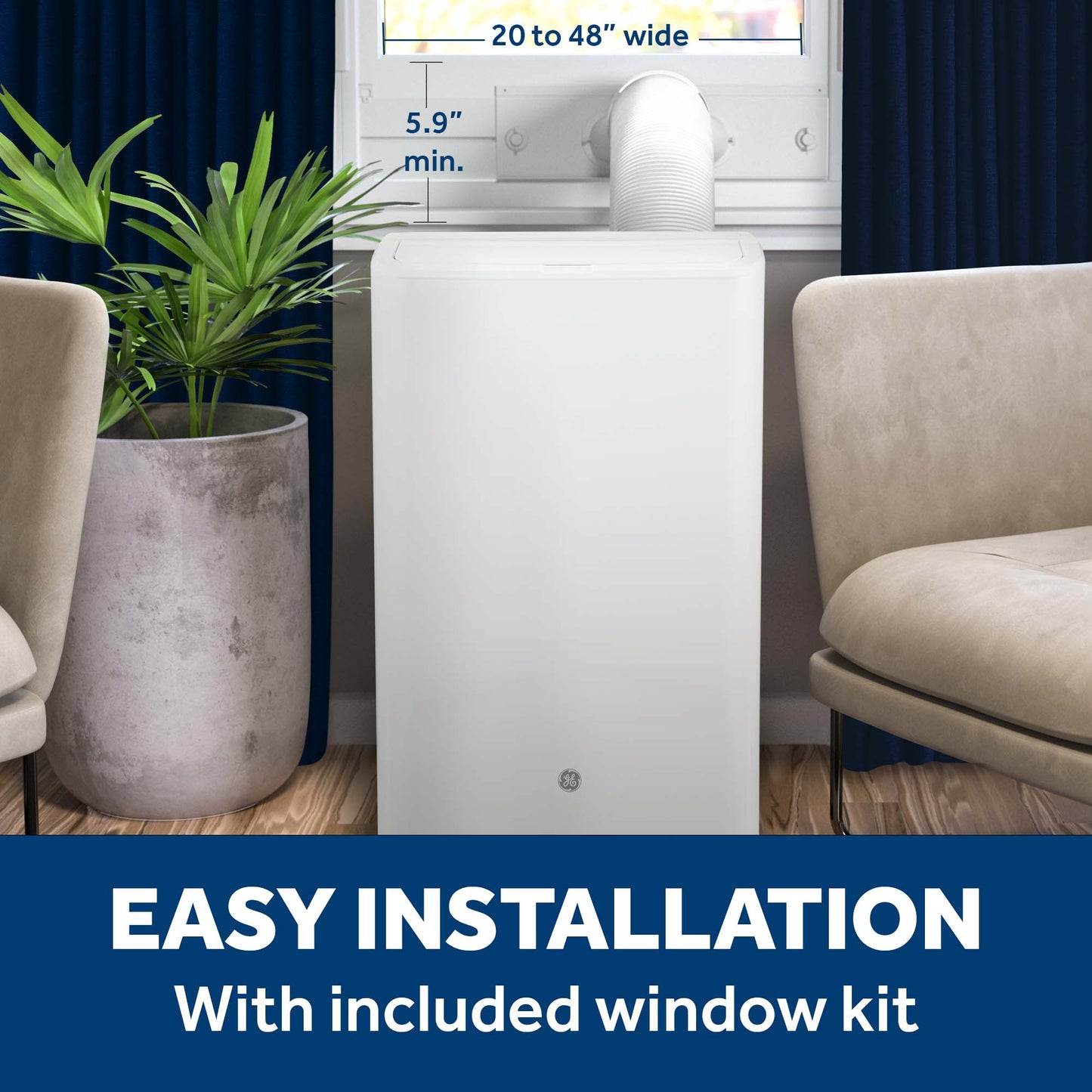 Ge Appliances APLS08WWF Ge® 8,000 Btu Class Smart Portable Air Conditioner For Medium Rooms Up To 350 Sq Ft. (8,100 Btu Doe)