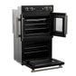 Forno FBOEL134030BLK Forno Asti 30-Inch Double Electric Wall Oven With Upper French Doors In Black & Antique Brass, 7.36 Cu. Ft. Dual True Convection, 7,200W, Air Fry, Sous Vide, Self-Clean