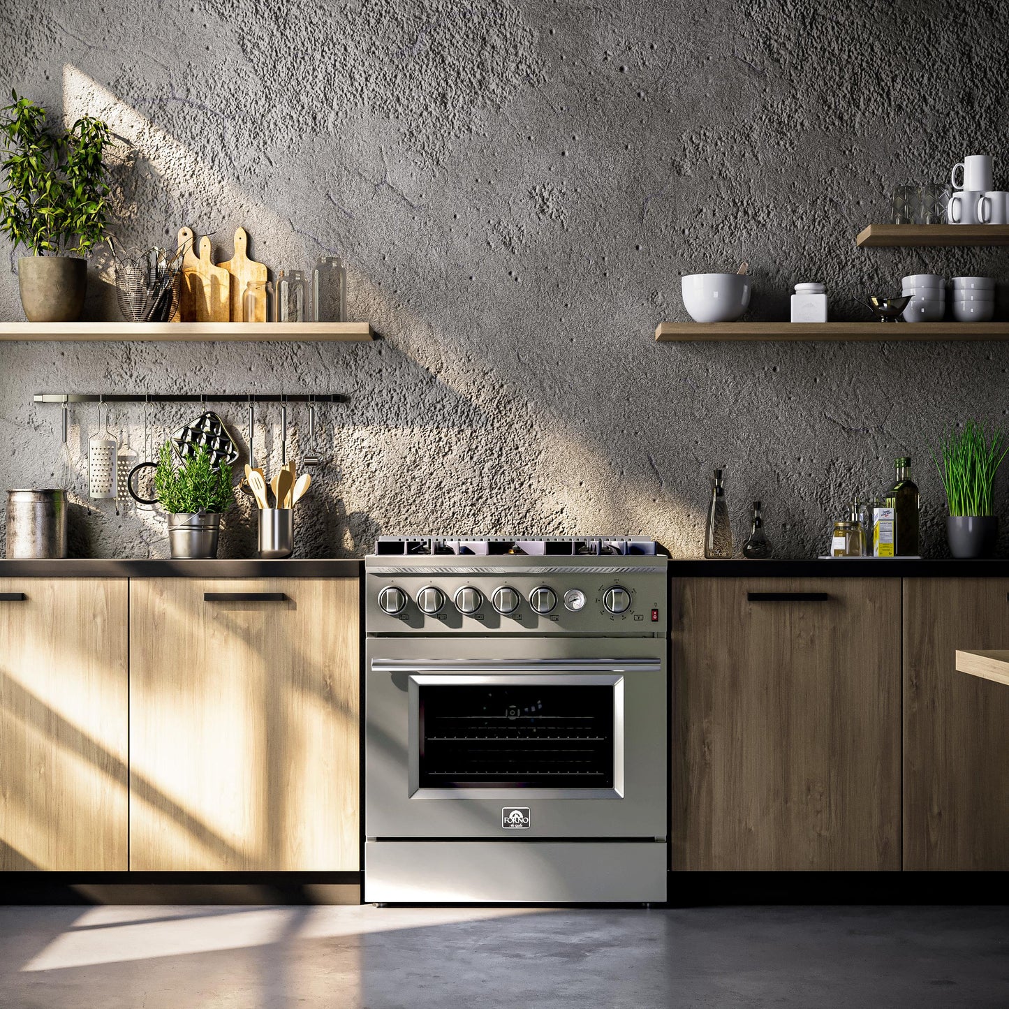 Forno FFSGS627430 Forno Giovanni 30-Inch Gas Range Stainless Steel, 5 Burners 67,000 Btu, 4.32 Cu.Ft. Convection Oven