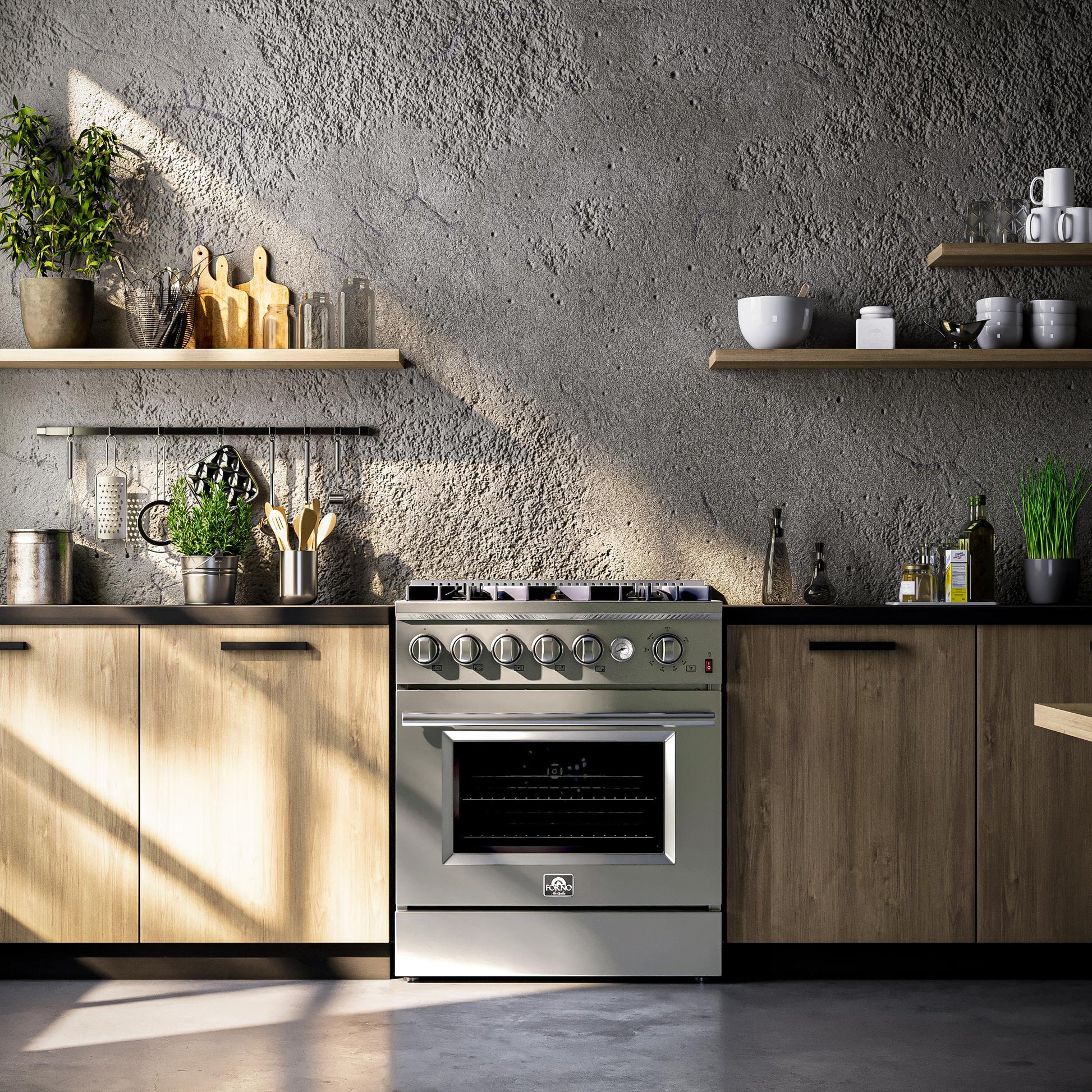 Forno FFSGS627430 Forno Giovanni 30-Inch Gas Range Stainless Steel, 5 Burners 67,000 Btu, 4.32 Cu.Ft. Convection Oven