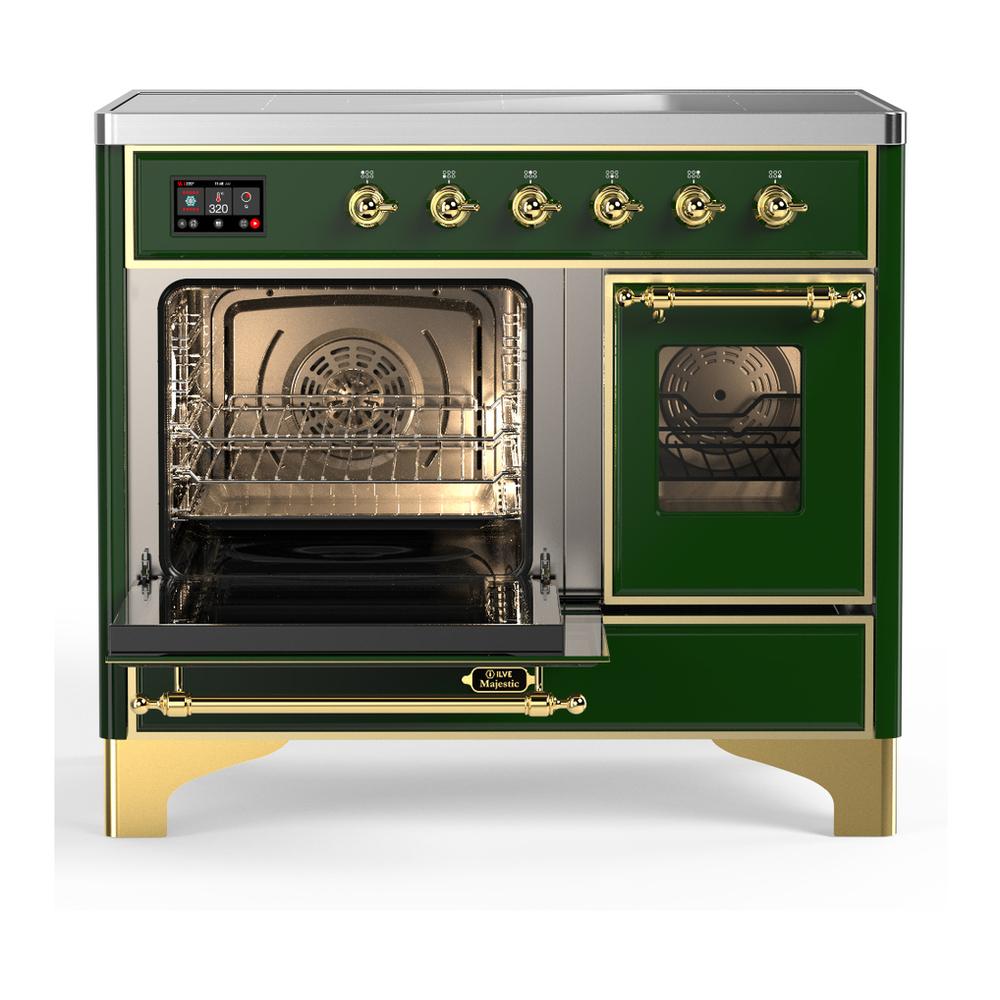 Ilve UMDIB40NR3EGG Ilve Umdib40Nr3Egg Majestic Iii 40 Inch Induction Range With 6 Elements, 3.82 Cu. Ft. Total Oven Capacity (Triple Glass Door, Emerald Green, Brass)
