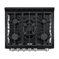 Forno FFSGS111630BLK Forno Leonardo Espresso 30-Inch Black Gas Range, 5 Burners, 39,500 Btu, 5 Cu.Ft Convection Oven