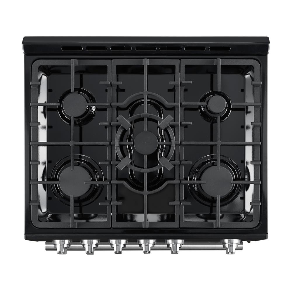 Forno FFSGS111630BLK Forno Leonardo Espresso 30-Inch Black Gas Range, 5 Burners, 39,500 Btu, 5 Cu.Ft Convection Oven