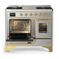 Ilve UMD40FNR3SSG Ilve Umd40Fnr3Ssg Majestic Iii 40 Inch Dual Fuel Range With 6 Burners And Griddle, Dual Function Burner Up To 25,000 Btu (Natural Gas, Triple Glass Door, Stainless Steel, Brass)