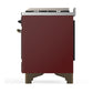 Ilve UM48FNR3BUBLP Ilve Um48Fnr3Bublp Majestic Iii 48 Inch Dual Fuel Range With 8 Burners And Griddle, Dual Function Burner Up To 25,000 Btu (Liquid Propane, Triple Glass Door, Burgundy, Burnished)
