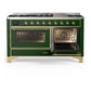 Ilve UM60FNR3EGG Ilve Um60Fnr3Egg Majestic Iii 60 Inch Dual Fuel Range With 9 Burners And Griddle, Dual Function Burner Up To 25,000 Btu (Natural Gas, Triple Glass Door, Emerald Green, Brass)