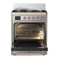 Ilve UM30NR3SSP Ilve Um30Nr3Ssp Majestic Iii 30 Inch Dual Fuel Range With 5 Black Brass Burners, Dual Function Burner Up To 25,000 Btu (Natural Gas, Triple Glass Door, Stainless Steel, Copper)