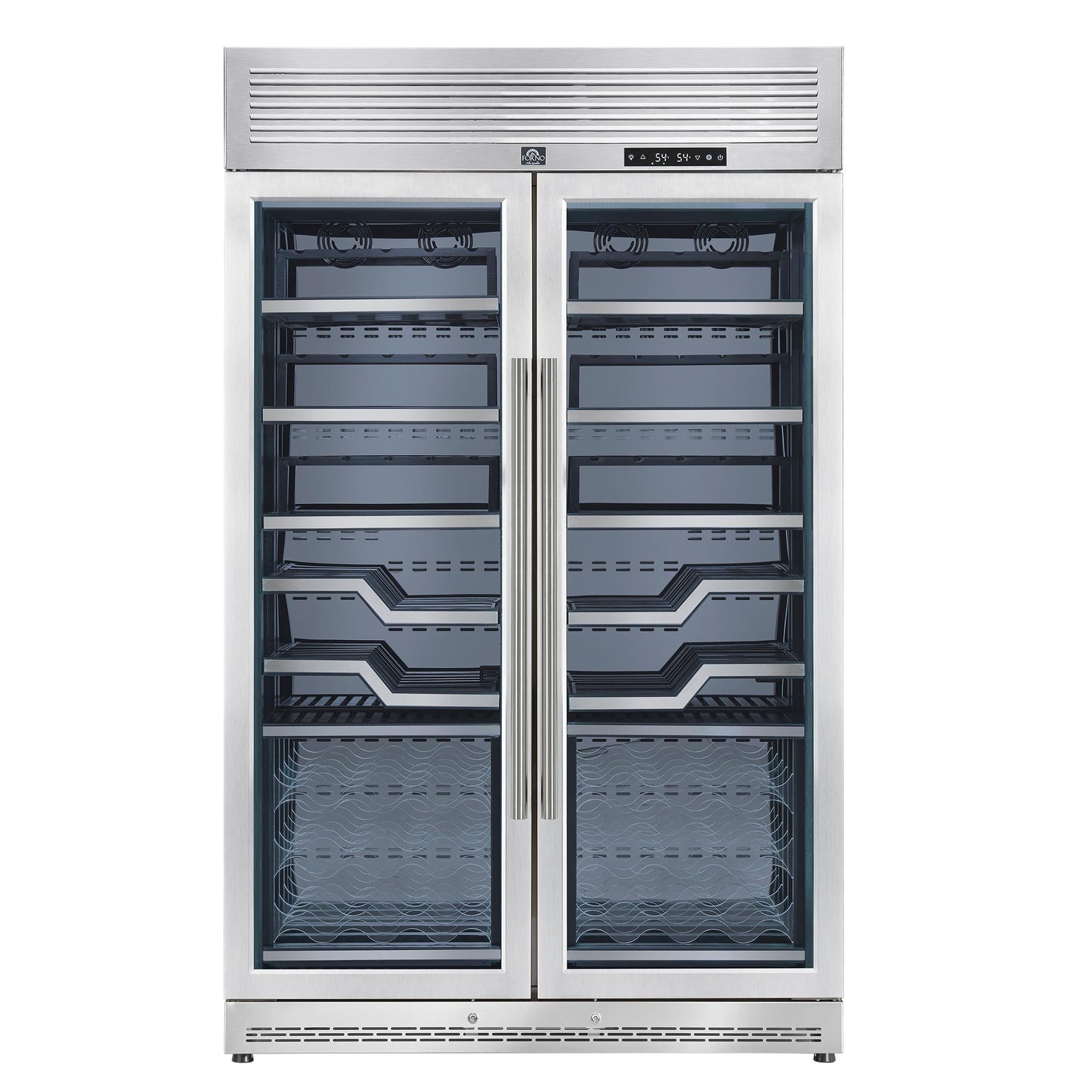 Forno FWCDR661148S Forno Abruzzo 48-Inch Dual Zone Wine Cellar, 102 Bottles, 24 Cu. Ft., Clear Acrylic Holders & Stainless Trim Shelves