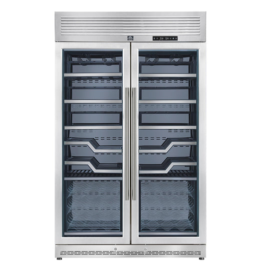 Forno FWCDR661148S Forno Abruzzo 48-Inch Dual Zone Wine Cellar, 102 Bottles, 24 Cu. Ft., Clear Acrylic Holders & Stainless Trim Shelves