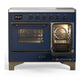 Ilve UMDIB40NR3MBB Ilve Umdib40Nr3Mbb Majestic Iii 40 Inch Induction Range With 6 Elements, 3.82 Cu. Ft. Total Oven Capacity (Triple Glass Door, Midnight Blue, Burnished)