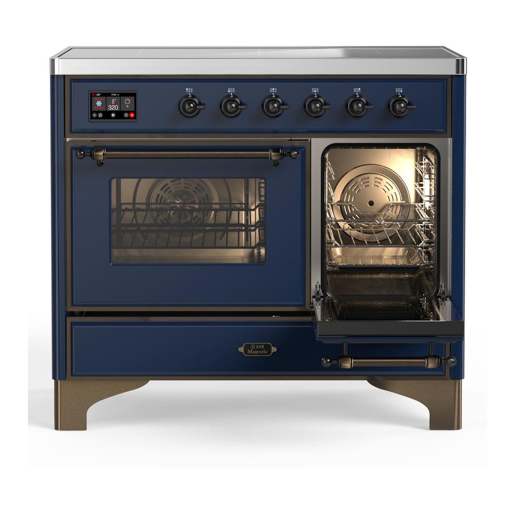 Ilve UMDIB40NR3MBB Ilve Umdib40Nr3Mbb Majestic Iii 40 Inch Induction Range With 6 Elements, 3.82 Cu. Ft. Total Oven Capacity (Triple Glass Door, Midnight Blue, Burnished)