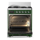 Ilve UM30QNR3EGCLP Ilve Um30Qnr3Egclp Majestic Iii 30 Inch Dual Fuel Range With 5 Black Brass Burners, Dual Function Burner Up To 25,000 Btu (Liquid Propane, Solid Door, Emerald Green, Chrome)