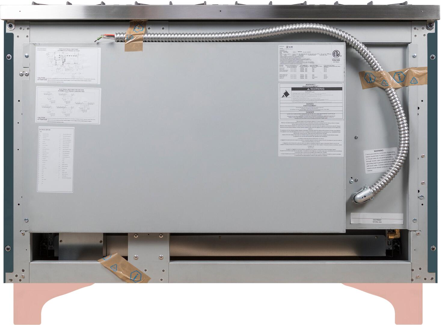 Ilve UM12FDNS3BGPLP Majestic Ii 48 Inch Dual Fuel Liquid Propane Freestanding Range In Blue Grey With Copper Trim