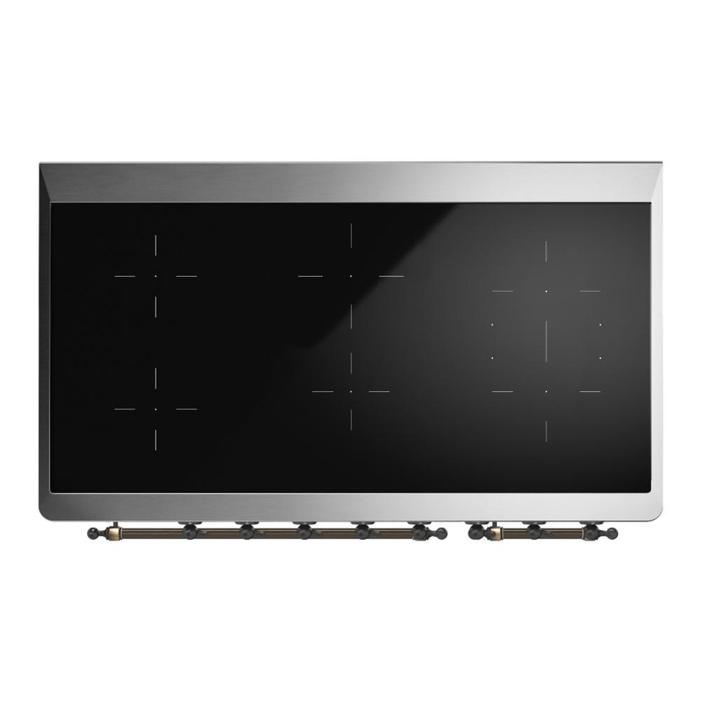 Ilve UMIB48QNR3BUB Ilve Umib48Qnr3Bub Majestic Iii 48 Inch Induction Range With 6 Elements, 5.02 Cu. Ft. Total Oven Capacity (Solid Door, Burgundy, Burnished)