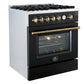 Forno FFSGS627430BLK Giovanni 30-Inch Gas Range Black & Antique Brass Design, 5 Burners 67,000 Btu, 4.32 Cu.Ft. Convection Oven