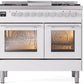 Ilve UPD40FWMPWH Professional Plus Ii 40 Inch Dual Fuel Natural Gas Freestanding Range In White With Trim