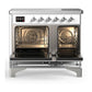 Ilve UMDIB40NR3WHC Ilve Umdib40Nr3Whc Majestic Iii 40 Inch Induction Range With 6 Elements, 3.82 Cu. Ft. Total Oven Capacity (Triple Glass Door, White, Chrome)