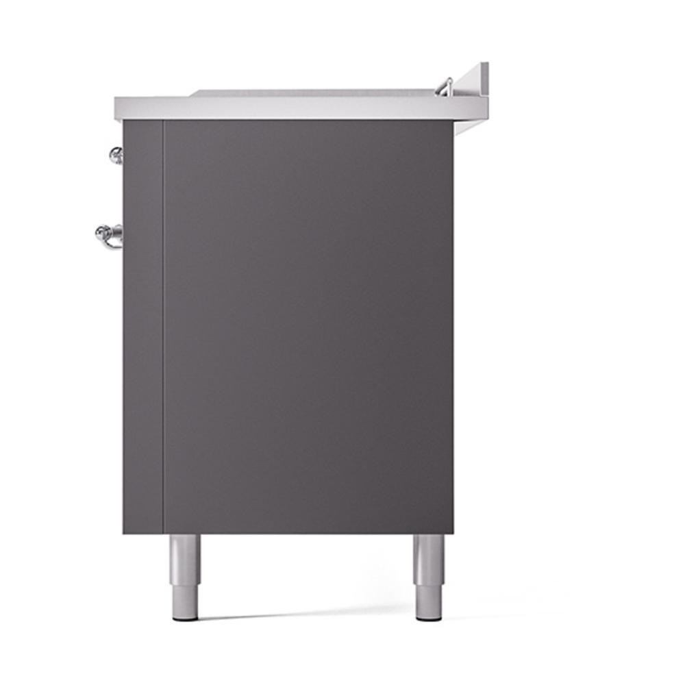 Ilve UN60FSQNMPMGC Ilve Un60Fsqnmpmgc Nostalgie Ii Noblesse 60" Dual Fuel Range (7 Sealed Burners + Griddle + French Top, Natural Gas, Solid Door, Graphite Matte, Chrome)