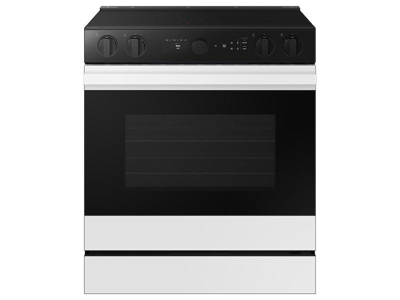 Samsung NSE6DB870012 Bespoke 6.3 Cu. Ft. Smart Slide-In Electric Range With Smart Oven Camera & Illuminated Precision Knobs In White Glass