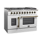 Forno FFSGS644448WHT Forno Galiano 48-Inch Freestanding French Door Gas Range, White & Antique Brass