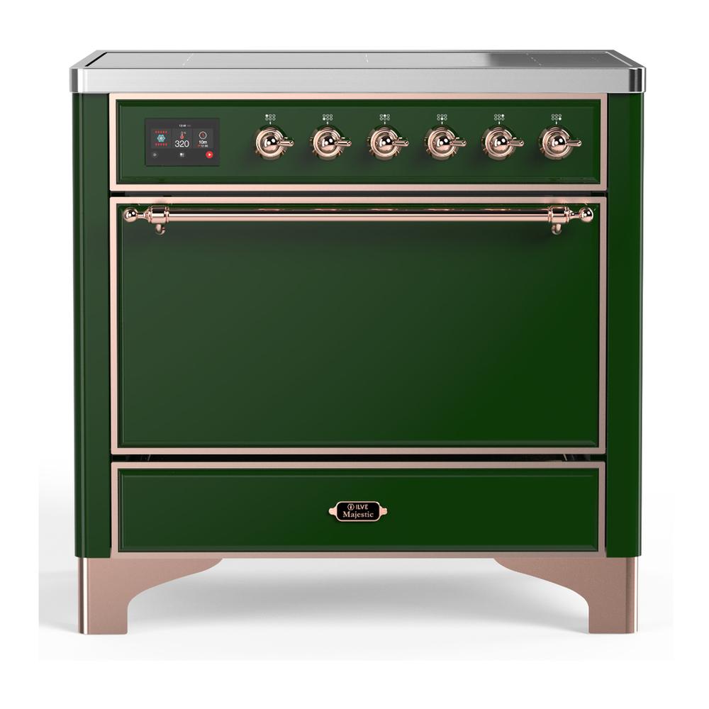 Ilve UMIB36QNR3EGP Ilve Umib36Qnr3Egp Majestic Iii 36 Inch Induction Range With 6 Elements, 3.5 Cu. Ft. Total Oven Capacity (Solid Door, Emerald Green, Copper)
