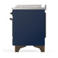 Ilve UM48FSNR3MBBLP Ilve Um48Fsnr3Mbblp Majestic Iii 48 Inch Dual Fuel Range With 5 Black Brass Burners, Griddle And French Top, Dual Function Burner Up To 25,000 Btu (Liquid Propane, Triple Glass Door, Midnight Blue, Burnished)